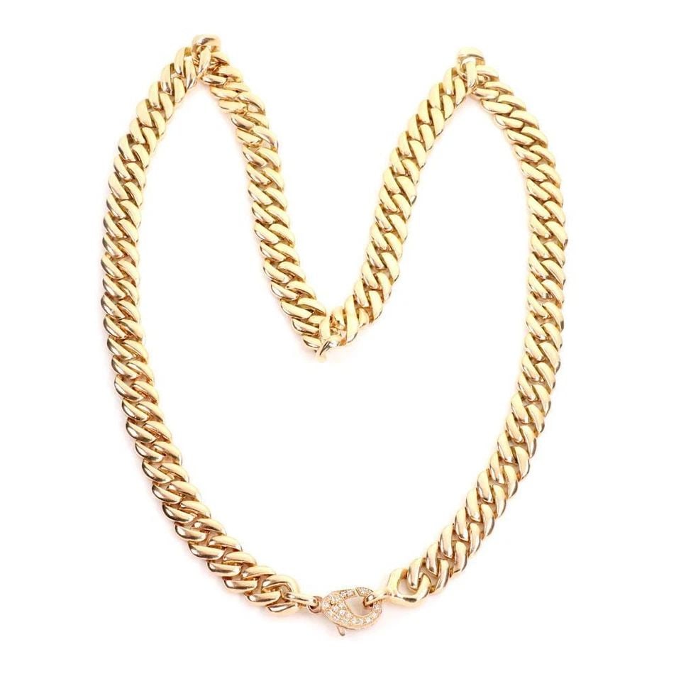 14K ROSE GOLD DIAMOND 13MM WIDE CURB LINK CHAIN 28.5"L 287.4GR! LIQUIDATION (1 of 2)