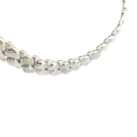 CHOPARD CASMIR DIAMOND GOLD NECKLACE 18K WHITE PAISLEY MOTIFS: CHOPARD CASMIR DIAMOND GOLD NECKLACE 18K WHITE PAISLEY MOTIFS This gorgeous authentic necklace is by Chopard from the Casmir Collection. It is crafted from 18k white gold with a polished finish featur