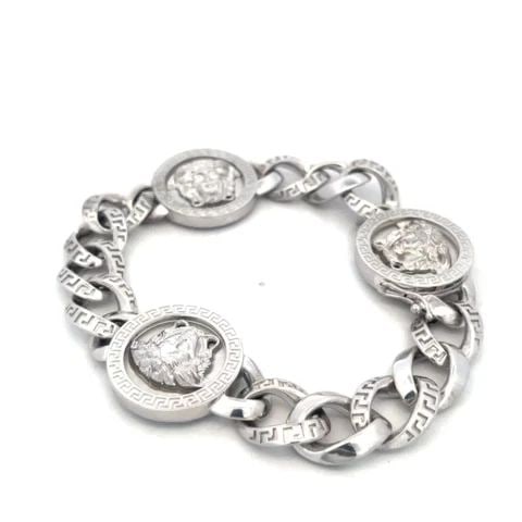 GIANNI VERSACE GOLD BRACELET 18K WHITE MEDUSA MEDALLION 9" LONG (1 of 2)