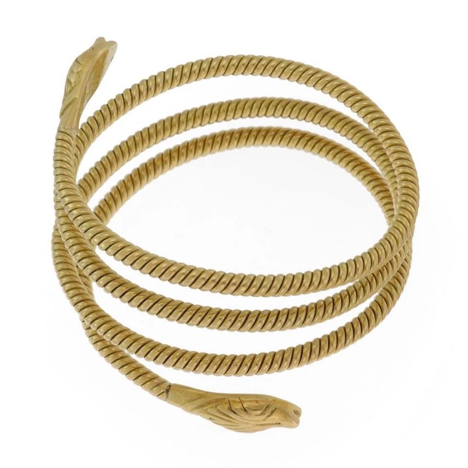 SNAKE BRACELET 18K YELLOW GOLD HEAD FOUR CABLE WRAPS 120GR! (1 of 2)