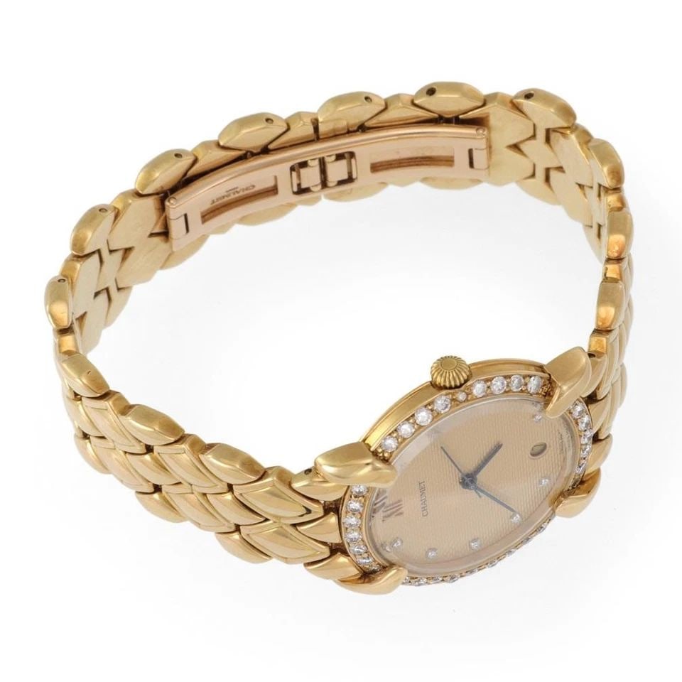 CHAUMET 1CT DIAMOND BEZEL DATE 18K YELLOW GOLD MEN'S WATCH LIQUIDATION (1 of 2)