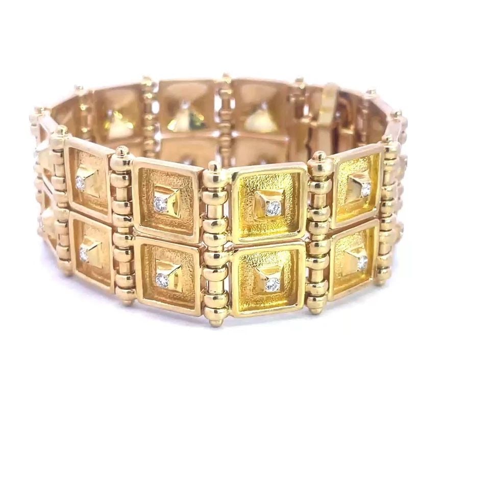 MAPAMENOS NATEPAS DIAMOND GOLD BRACELET 18K YELLOW SQUARE LINK STYLE (1 of 2)