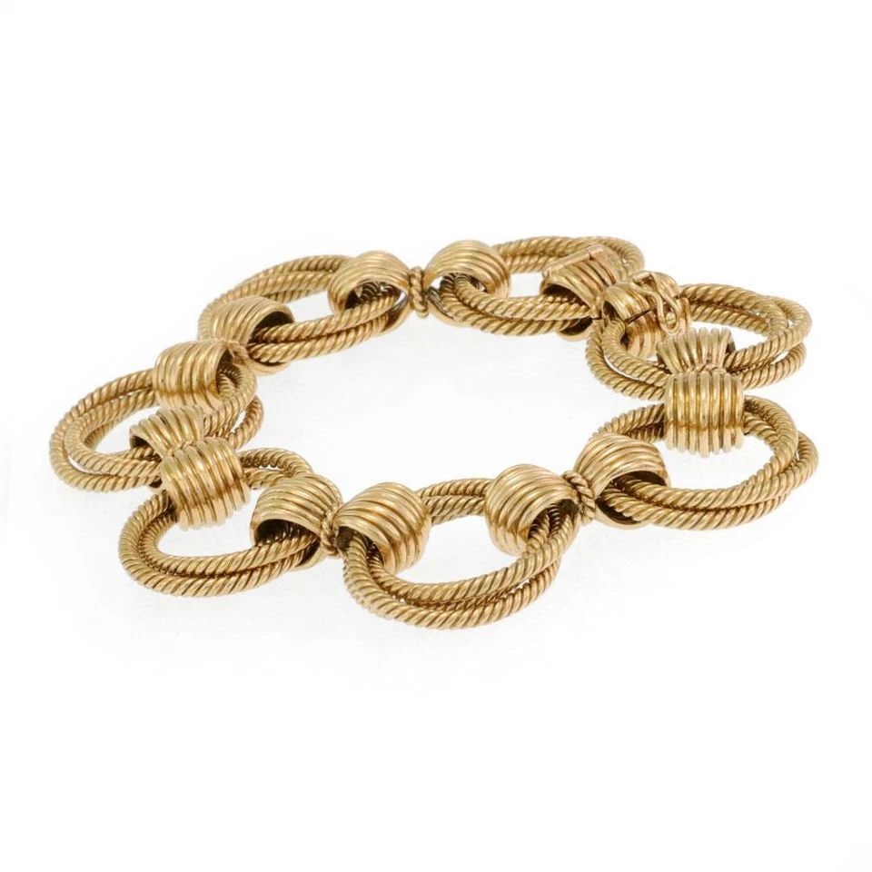 ESTATE 18K YELLOW GOLD WIRE CABLE 3 RING LINKS FANCY BRACELET LIQUIDATION! (1 of 2)