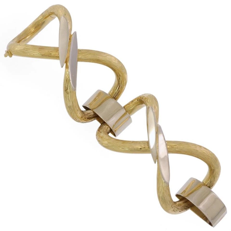 LARGE 18K GOLD DOUBLE FANCY FIGURE 8 LINK BRACELET 92GR! LIQUIDATION (1 of 2)