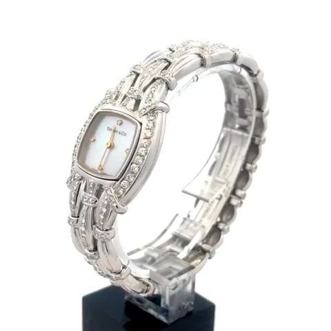 TIFFANY & CO. DIAMOND GOLD WATCH 18K WHITE LADIES MOP DIAL QUARTZ (1 of 2)