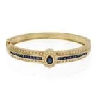 ESTATE 5.5CT DIAMOND SAPPHIRE 18K YELLOW GOLD 9MM WIDE BRACELET LIQUIDATION (1 of 1)