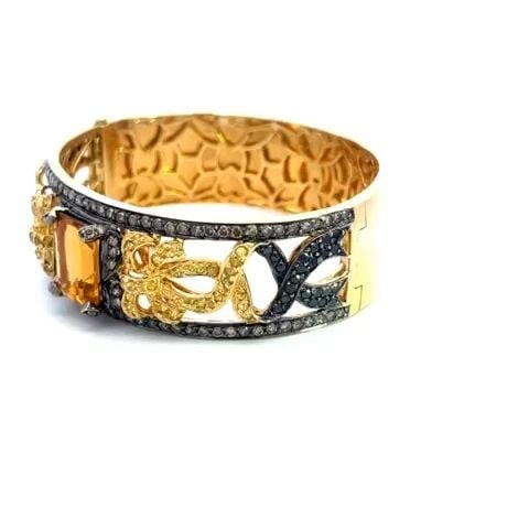 GILBERT ALBERT DIAMOND GOLD BRACELET 18K YELLOW SILVER GEMSTONES RIBBON BOW (1 of 2)