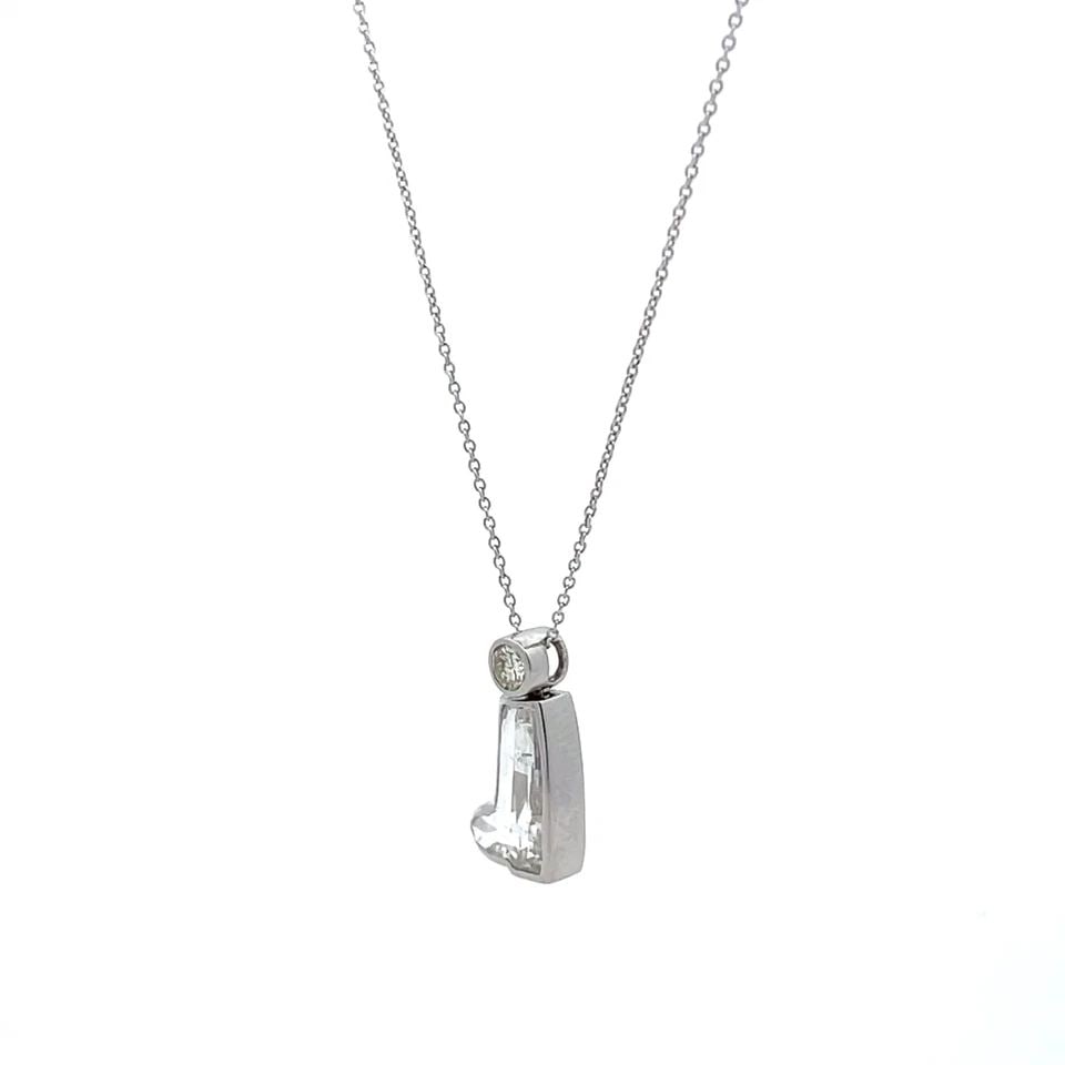 PLATINUM 1CT BOOT CUT DIAMOND PENDANT & CHAIN NECKLACE (1 of 1)