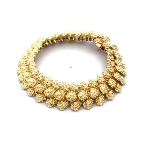 GOLD TEXTURED SEA BRACELET 14K UNDERWATER CORAL REEF DESIGN 1970'S (1 of 2)