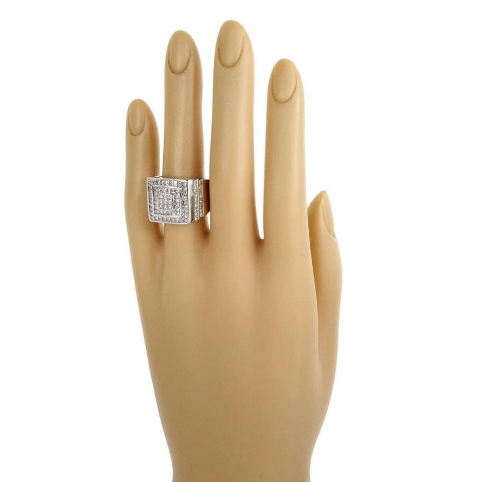 MEN'S RING 4.00CT PRINCESS CUT DIAMOND 14K GOLD GRADUATED LARGE RING (1 of 2)
