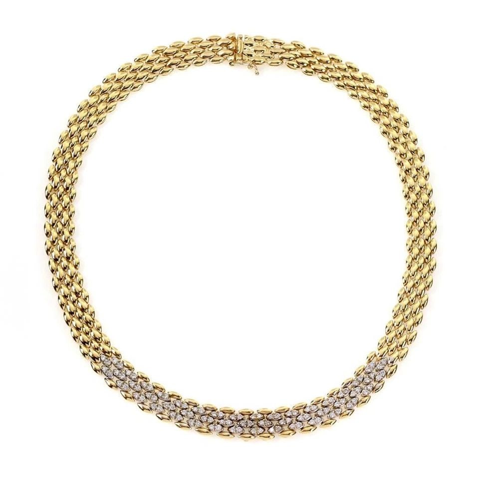 DIAMOND 14K $13K GOLD NECKLACE GENTIANE RICE LINK FROM ESTATE (1 of 2)