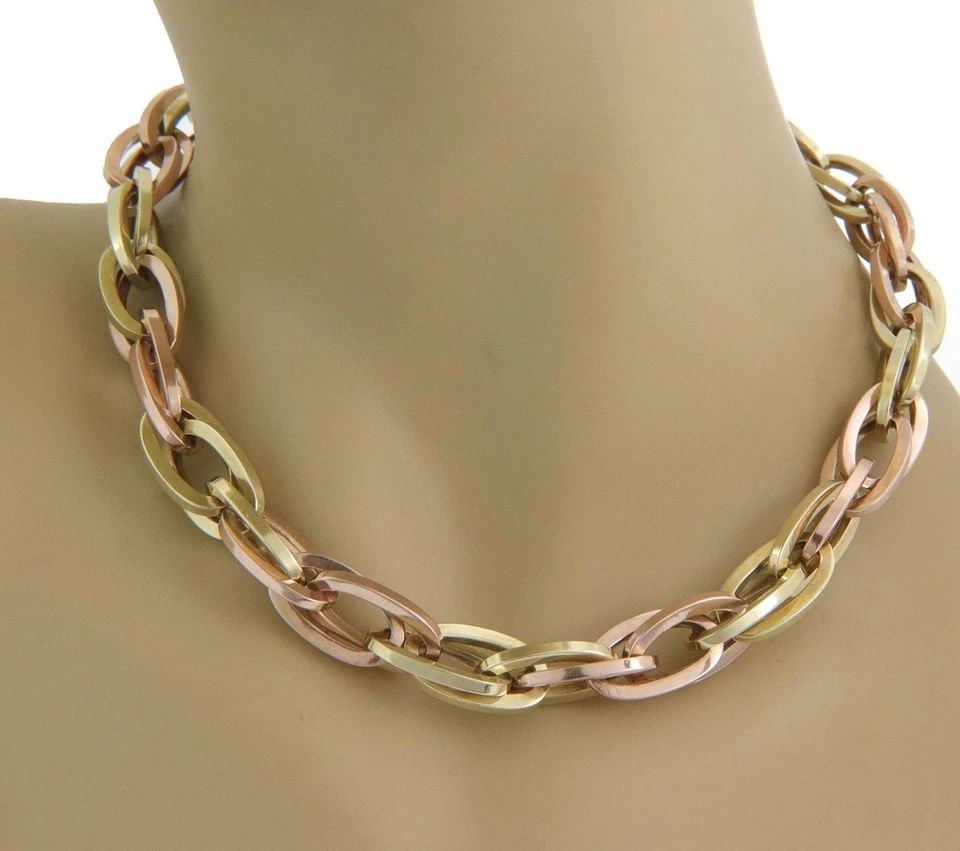 14K ROSE YELLOW GOLD DOUBLE OVAL LINK CHAIN NECKLACE 16" L - LIQUIDATION (1 of 1)
