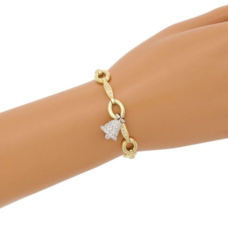 AARON BASHA BRACELET 1.25CT DIAMOND 18K GOLD BELL FANCY CHARM (1 of 2)