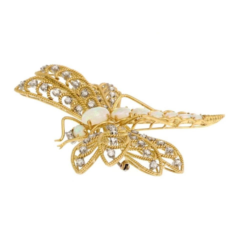 JACK GUTSCHNEIDER 0.00CTDIAMOND OPAL 18K GOLD LARGE DRAGONFLY PIN LIQUIDATION (1 of 1)