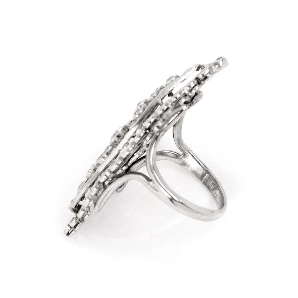 ART DECO 1.50CT DIAMOND PLATINUM 14K WHITE GOLD LONG FINGER RING LIQUIDATION (1 of 2)