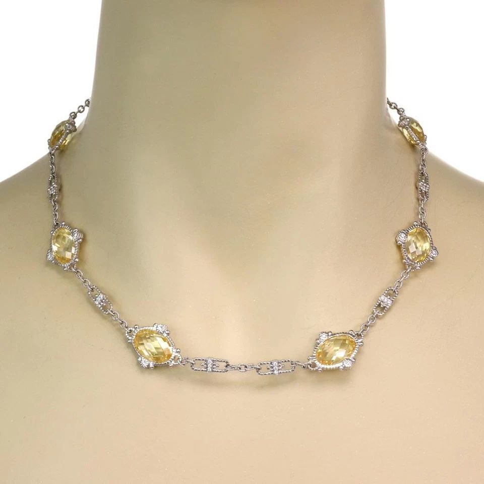 JUDITH RIPKA NECKLACE ARIELLE CANARY CRYSTAL DIAMOND 18K WHITE GOLD (1 of 2)