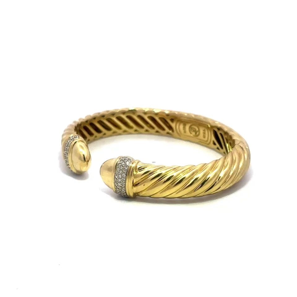 DAVID YURMAN GOLD CUFF BRACELET DIAMOND 18K YELLOW WIDE CABLE FLEX BAND (1 of 2)