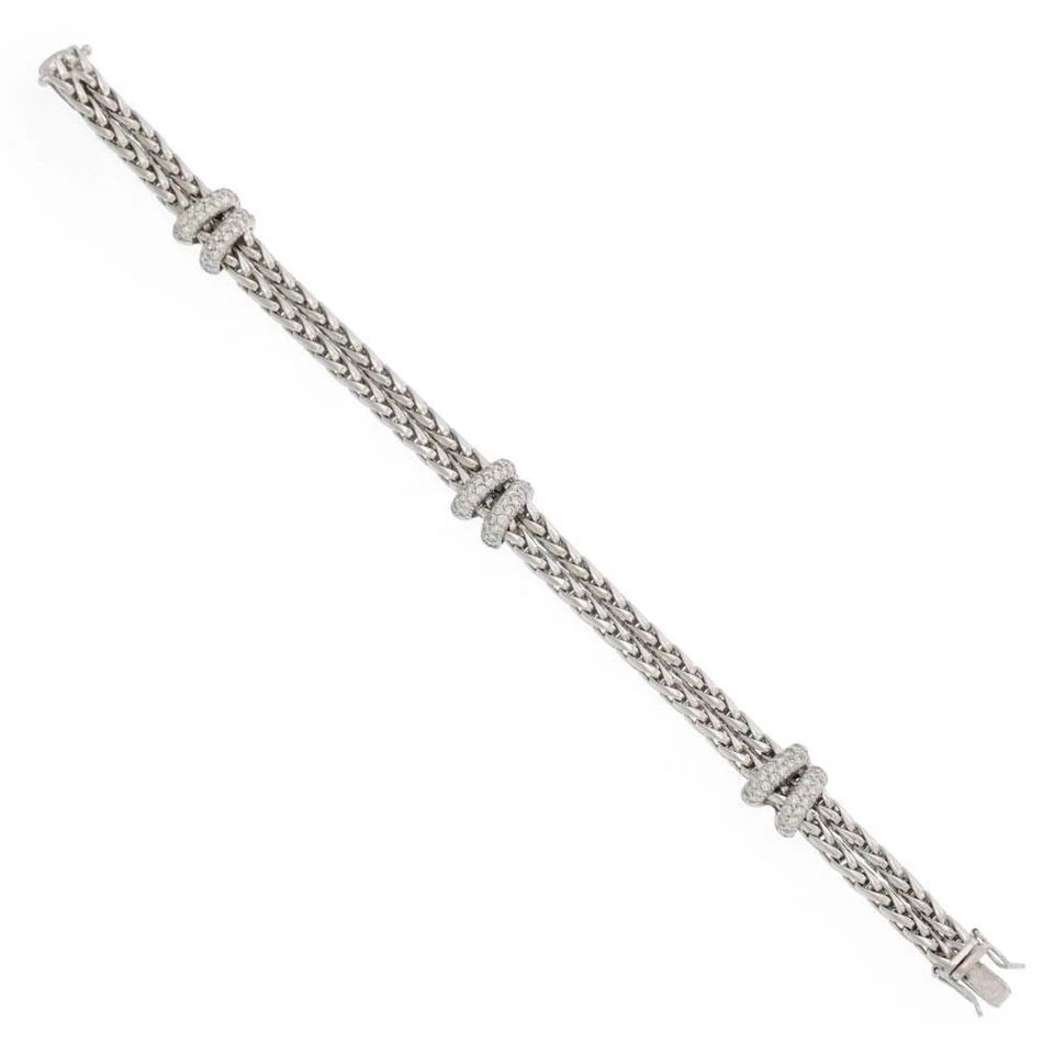 DAG SIGNED DIAMOND STATION18K GOLD DOUBLE CHAIN BRACELET (1 of 2)