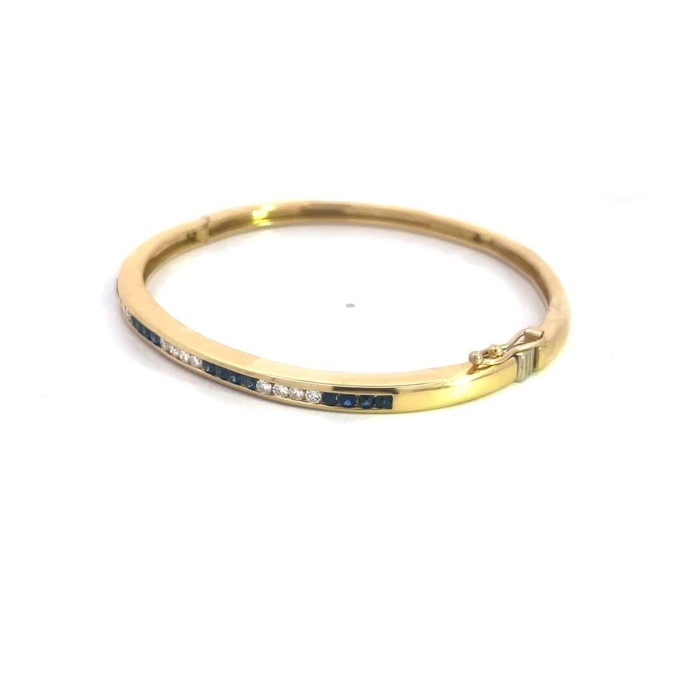TIFFANY & CO. DIAMOND GOLD BANGLE SAPPHIRE 18K YELLOW HINGED STYLE (1 of 1)