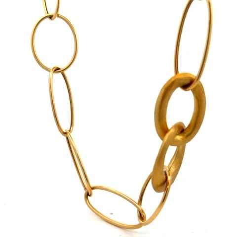 OVAL LINK 18K GOLD NECKLACE ASSORTED SHAPE & DESIGN HIGH FASHION 26" LONG (1 of 2)