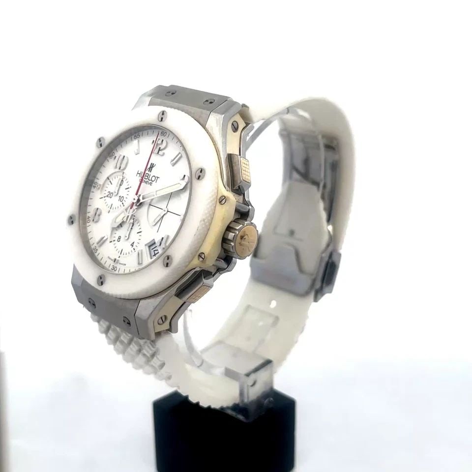 HUBLOT BIG BANG ASPEN CHRONOGRAPH WATCH STEEL 41MM DATE AUTOMATIC RUBBER BAND (1 of 2)