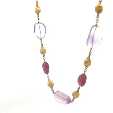 MARCO BICEGO SIVIGLIA 18K GOLD GEMS NECKLACE YELLOW BEAD MOTIFS: MARCO BICEGO SIVIGLIA 18K GOLD GEMS NECKLACE YELLOW BEAD MOTIFS This is an authentic necklace by Marco Bicego from the Siviglia Collection. It is crafted from 18k yellow gold featuring alternation lar