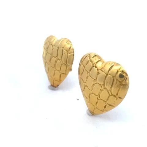 GUCCI COUTURE HEART EARRINGS 18K YELLOW GOLD COBBLESTONE PUFF STYLE VINTAGE (1 of 2)