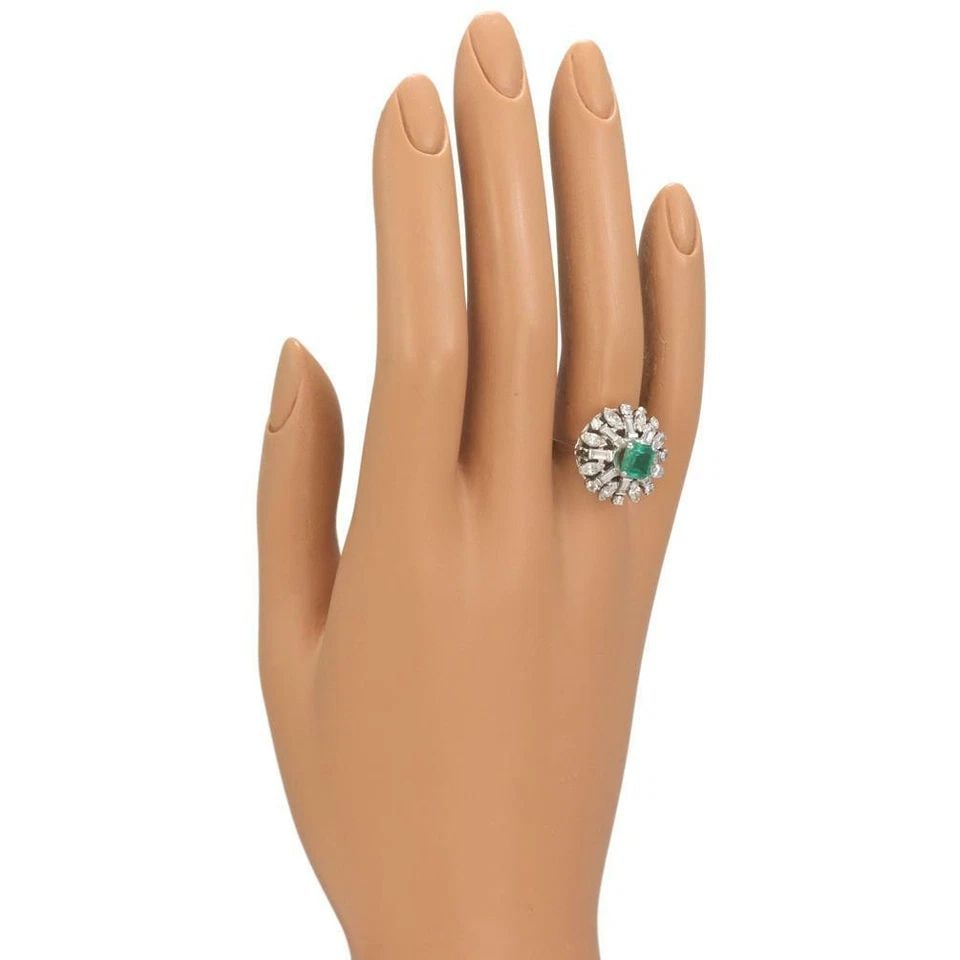 14K WHITE GOLD DIAMOND EMERALD COCKTAIL RING (1 of 2)
