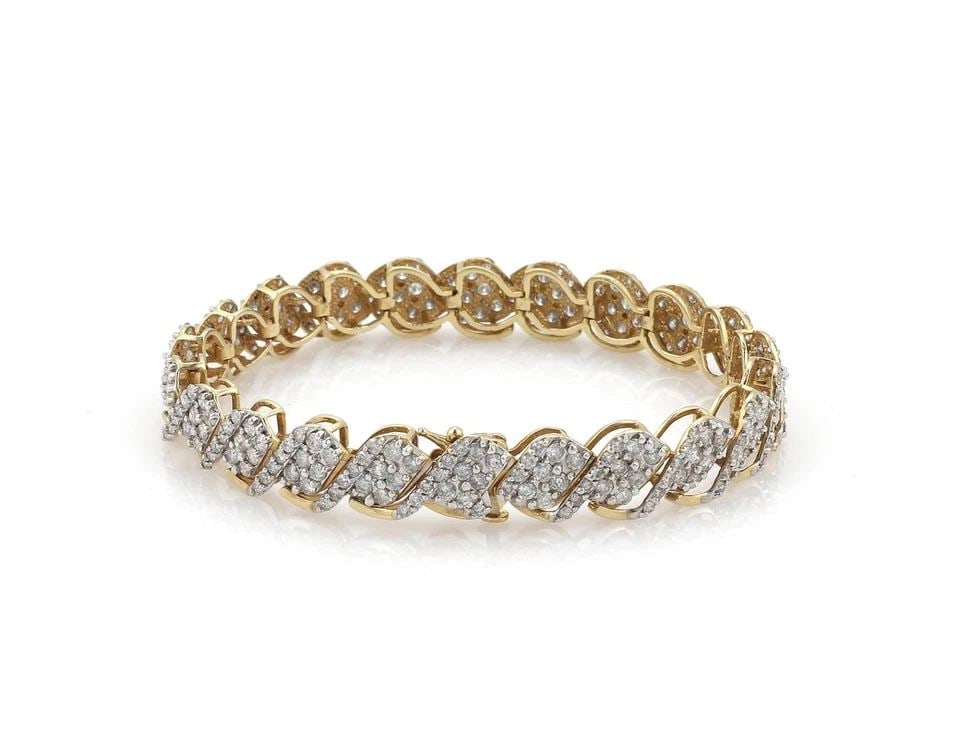 ESTATE 7 CARATS DIAMOND 14K TWO TONE GOLD FANCY LINK BRACELET LIQUIDATION! (1 of 1)
