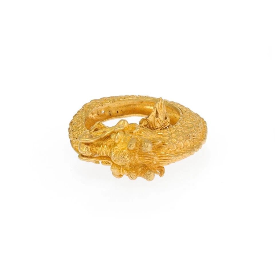 23K DRAGON RING HEAVY THICK GOLD 19GRAMS (1 of 2)