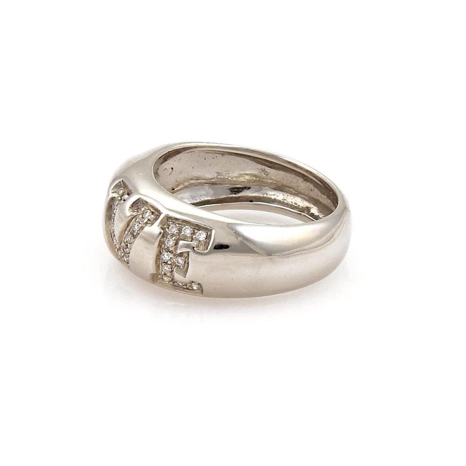 18K WHITE GOLD DIAMOND LOVE DOME BAND RING 1 FLOATING DIAMOND LIQUIDATION!: 18K WHITE GOLD DIAMOND LOVE DOME BAND RING 1 FLOATING DIAMOND ! 18k White Gold Diamond LOVE Dome Band Ring 1 Floating Diamond ! Description This designer inspired style ring is crafted from 18k white 
