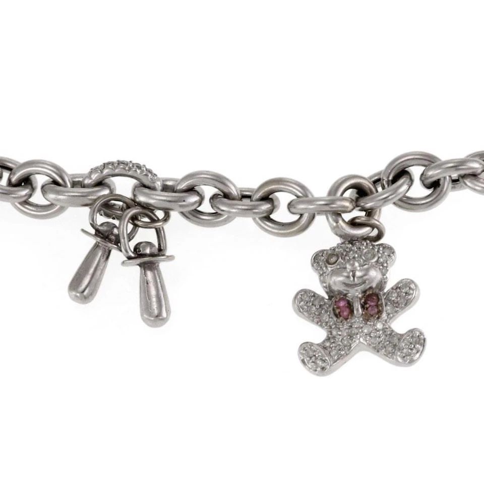 DIAMOND CHARM BRACELET IN 14K WITH BEAR PACIFIER, HEART AND DIAMOND LINKS (1 of 2)