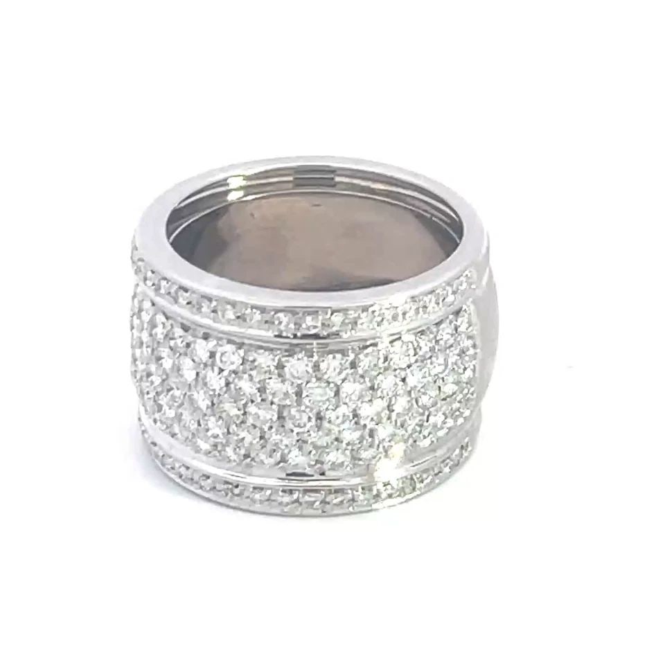 LEO PIZZO DIAMOND GOLD RING 18K WHITE PAVE HALF CIRCLE WIDE BAND (1 of 1)