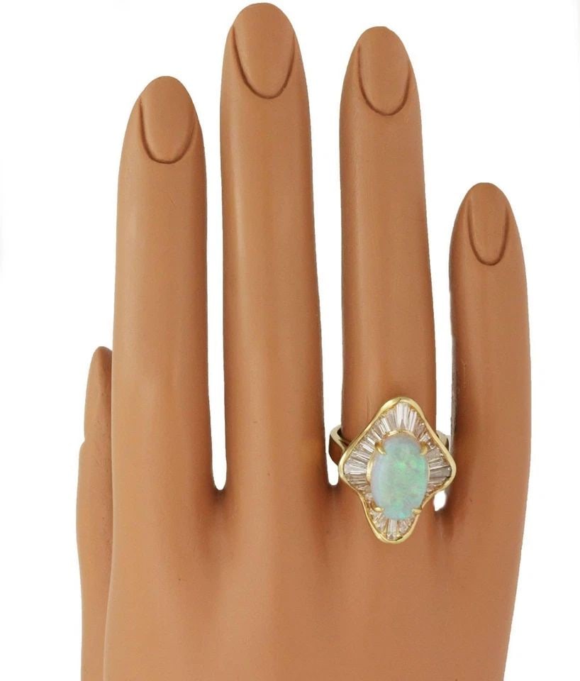 ESTATE 10 CARATS DIAMOND OPAL 14K YELLOW GOLD COCKTAIL RING LIQUIDATION! (1 of 1)