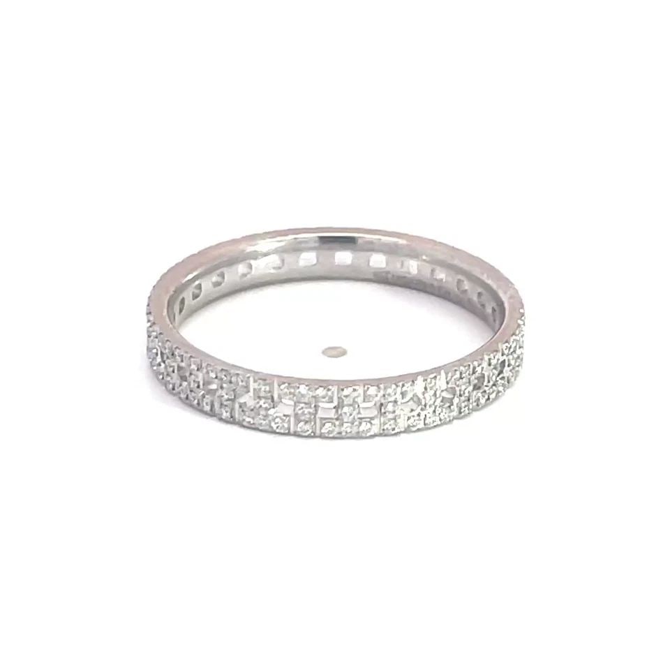 TIFFANY & CO. T TRUE GOLD RING DIAMOND 18K WHITE NARROW PAVE SIZE 9.5 $6200 (1 of 1)