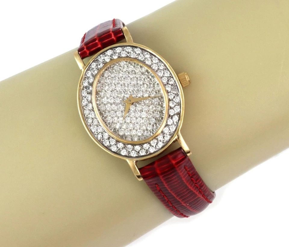 UNIVERSAL GENEVE 2.00CT DIAMOND 18K GOLD LEATHER BAND WATCH (1 of 2)