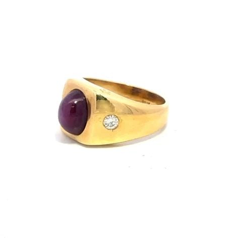 STAR RUBY DIAMOND MEN'S RING 18K YELLOW GOLD SIZE 9.5 (1 of 2)