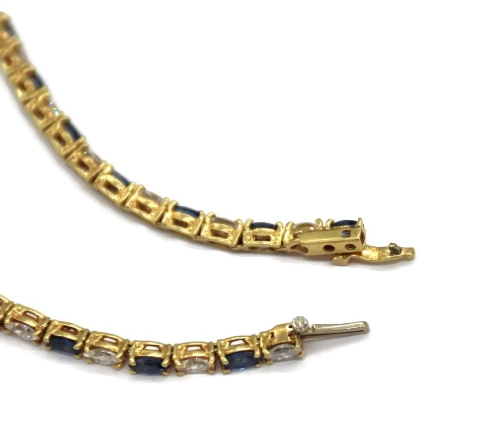 ESTATE 4.5 CARATS MARQUISE DIAMOND & SAPPHIRE 18K GOLD BRACELET LIQUIDATION (1 of 2)