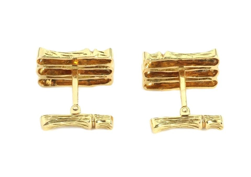TIFFANY & CO. BAMBOO STUD CUFFLINKS VINTAGE 18K YELLOW GOLD (1 of 1)