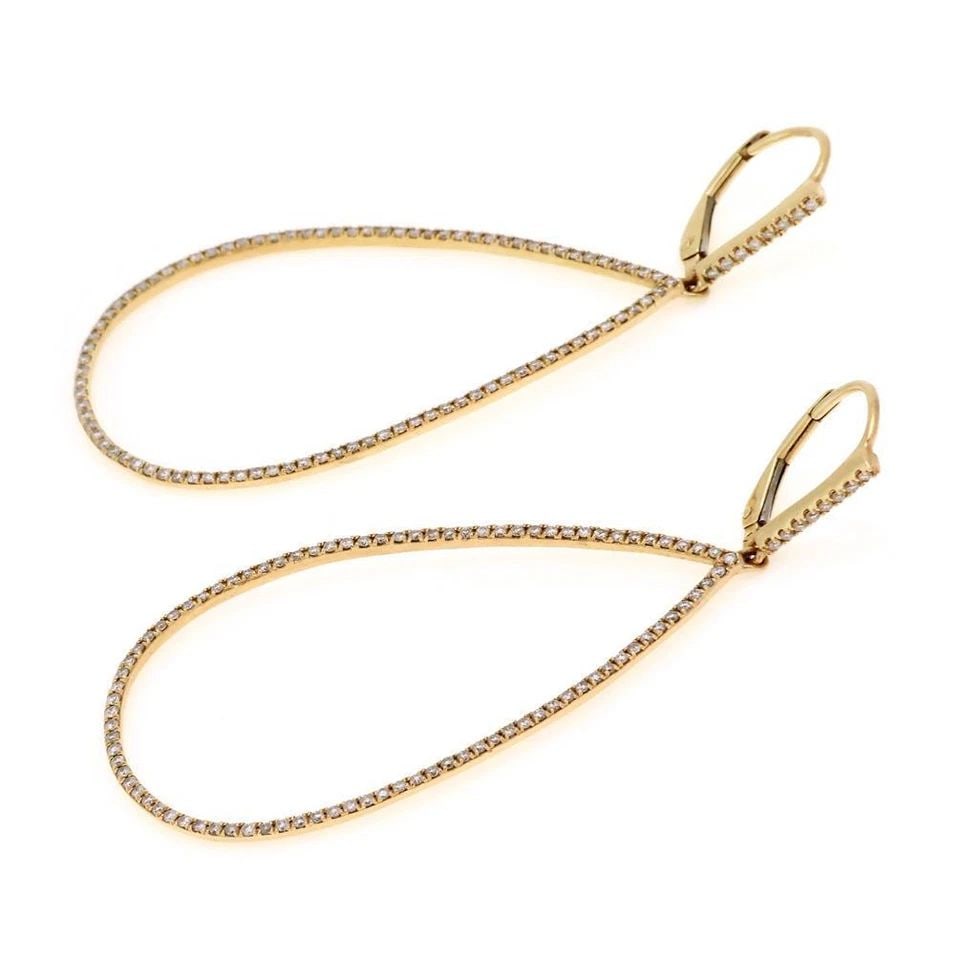 ELEGANT 1.00CT DIAMOND 14K YELLOW GOLD TEARDROP HOOP DANGLE EARRINGS LIQUIDATION (1 of 2)