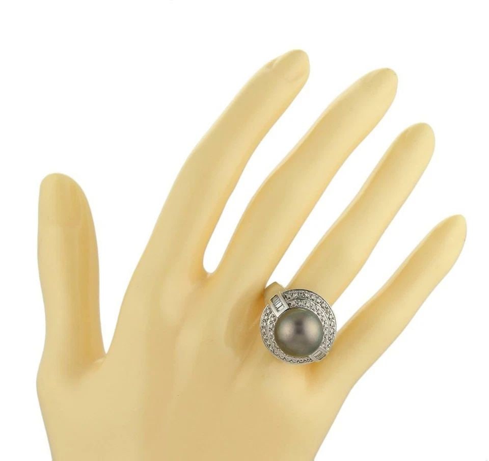 104 GENUINE 12MM SOUTH SEA PEARL 0.75CT DIAMOND 18K WHITE GOLD RING LIQUIDATION (1 of 2)