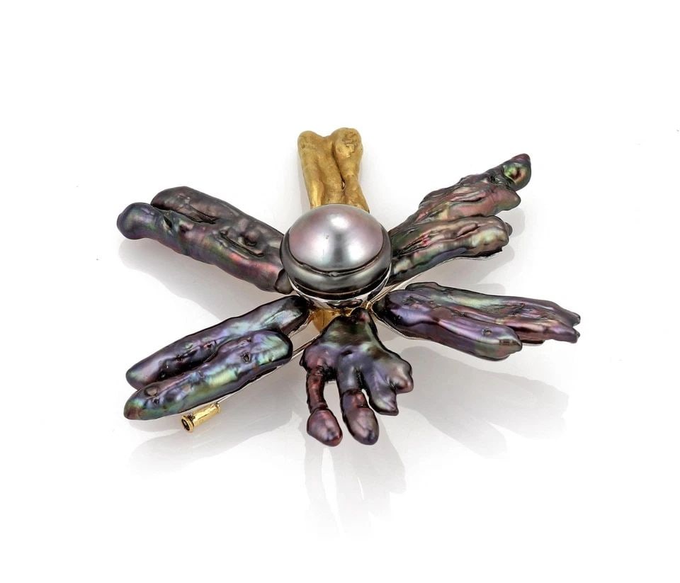 LARGE 18K YELLOW GOLD & DARKENED SILVER ORNATE BROOCH LIQUIDATION (1 of 2)