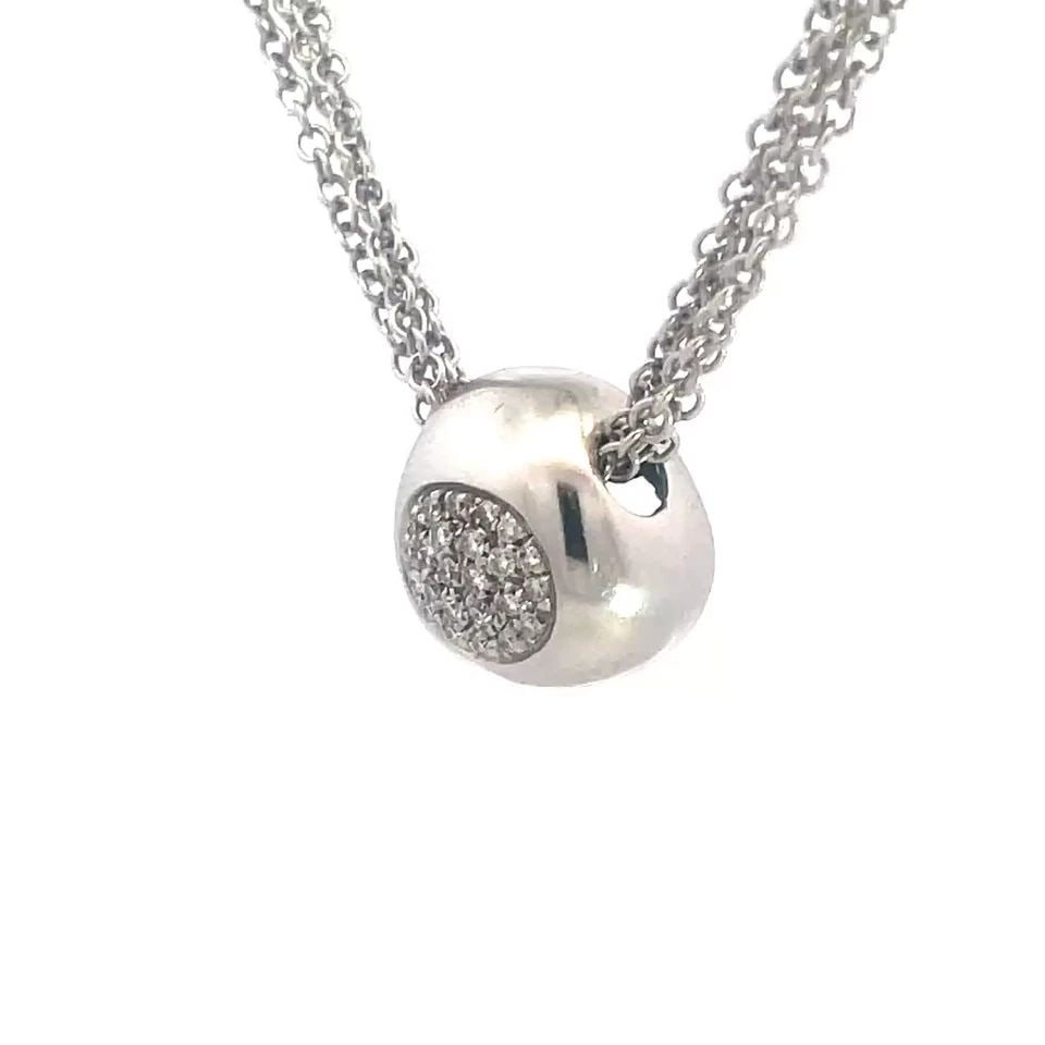 LEO PIZZO DIAMOND GOLD NECKLACE 18K WHITE PAVE SET SLIDE CHARM MULTI-CHAIN (1 of 2)