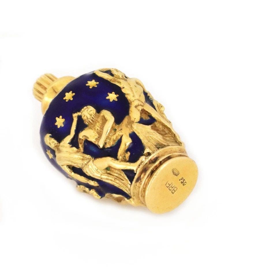 VINTAGE 18K YELLOW GOLD GEM ENAMEL EGYPTIAN FIGURE URN PENDANT LIQUIDATION (1 of 2)