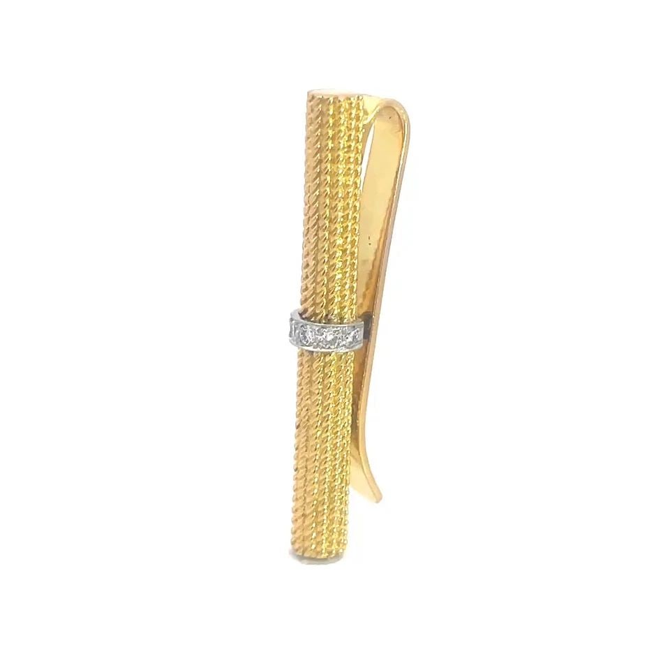 TIFFANY & CO. DIAMOND GOLD TIE CLIP/MONEY CLIP 18K YELLOW GOLD (1 of 2)