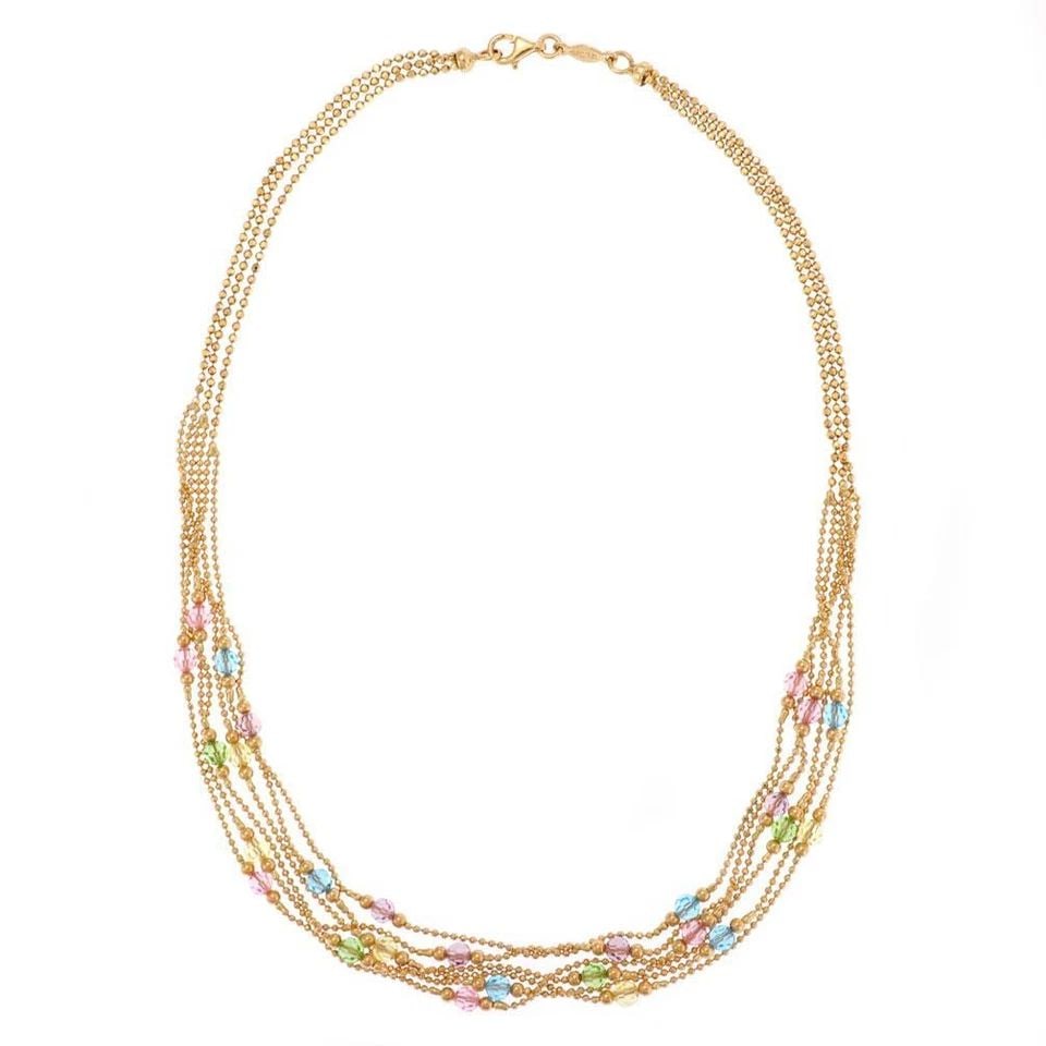 MULTICOLOR GEMS 14K YELLOW GOLD 3-6 STRAND FINE BEADED NECKLACE (1 of 2)