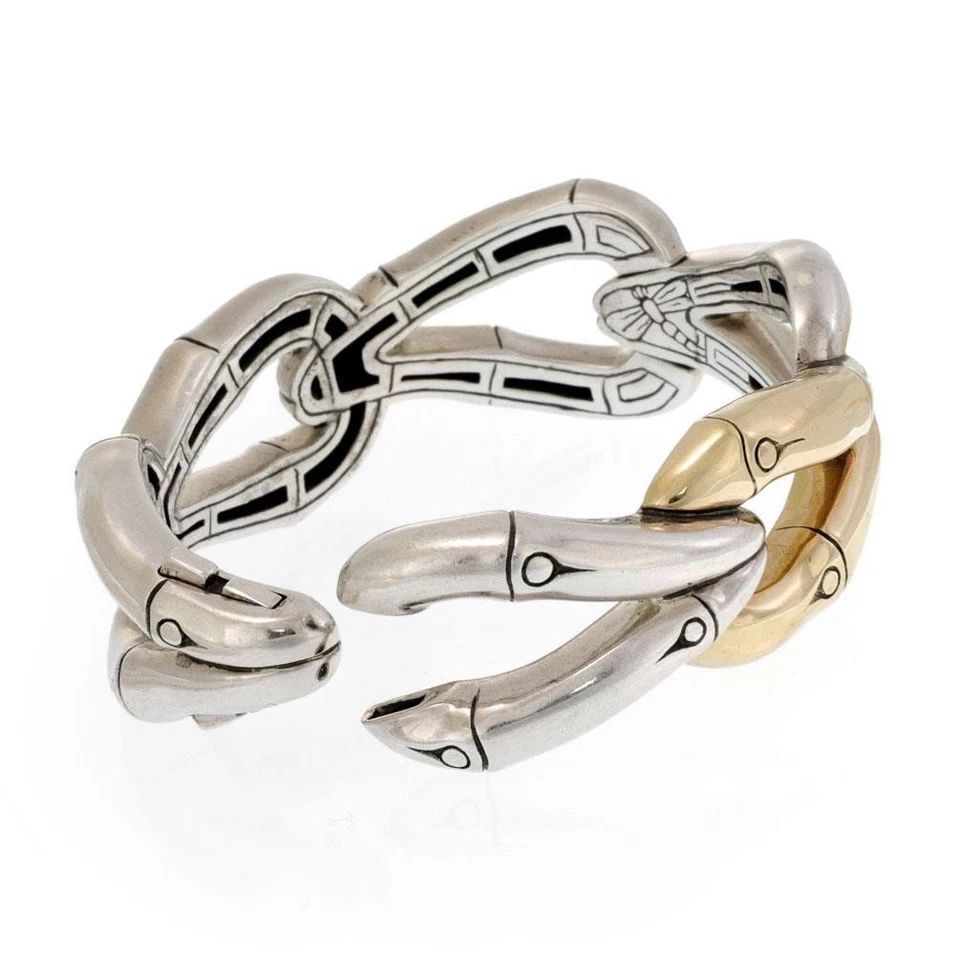 JOHN HARDY BAMBOO STERLING SILVER 18K GOLD LOOP LINK BRACELET LIQUIDATION (1 of 2)