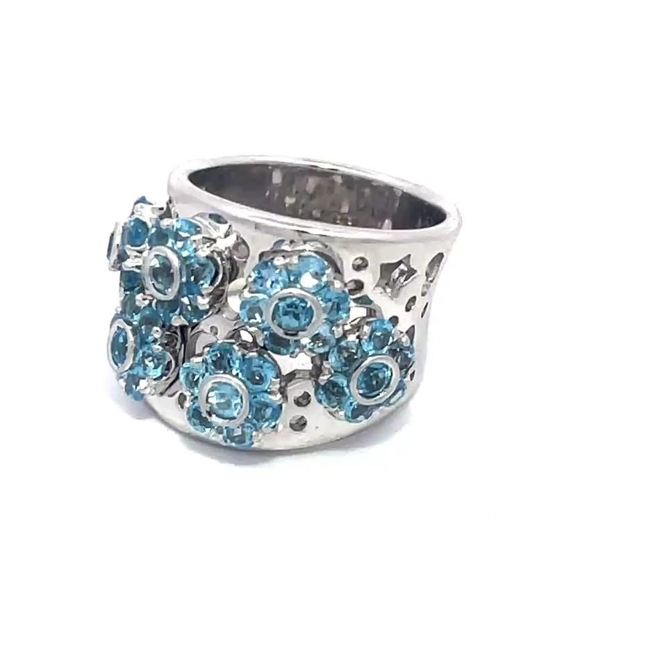 PASQUALE BRUNI GOLD RING 18K WHITE GEMSTONE CLUSTER FLOWER MOTIFS SIZE 7.5 (1 of 2)