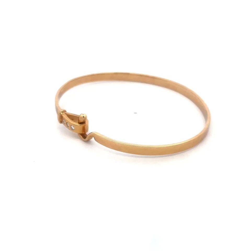 DIAMOND GOLD HOOK & EYE BRACELET 14K YELLOW 4MM WIDE BANGLE (1 of 2)