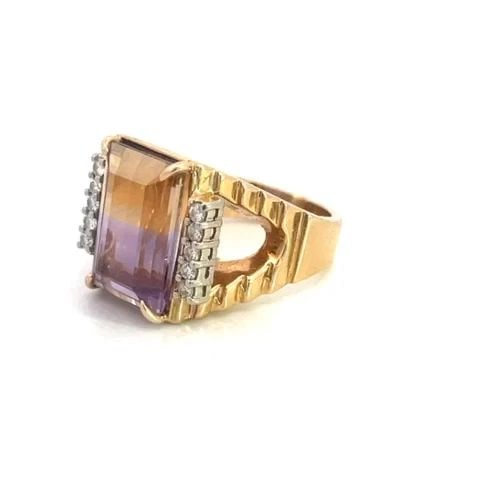 DIAMOND AMETRINE 14K RING TWO TONE GOLD OPEN SHANK (1 of 2)
